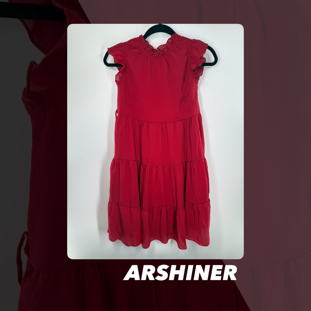 EUC Arshiner Red Ruffle Neck Dress
